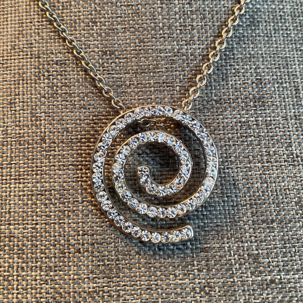 Vtg Silver Swirl Statement Necklace